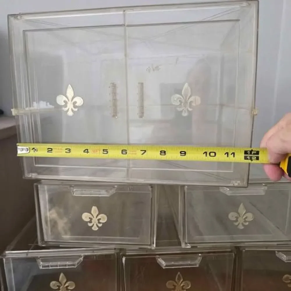 Vintage Acrylic Shoe Boxes Lot Fleur De Lis Gold Emblem